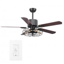  VWGS-525D-L12-B5-1 - Helston 52-inch Indoor Smart Ceiling Fan with Light Kit & Wall Control, Works with Google Assistant,